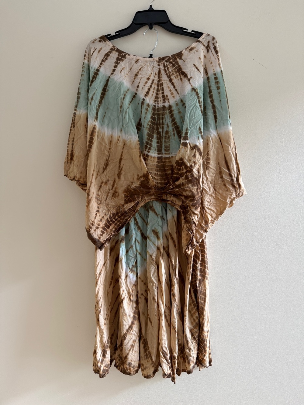 STYLEPARK1 Tie-Dye 2-Piece Tunic Top and Wide Leg Smocked Waist Pants One Size